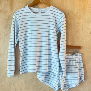 LAKE 100% Pima Cotton Pajamas Small Penny Shorts Crew Neck